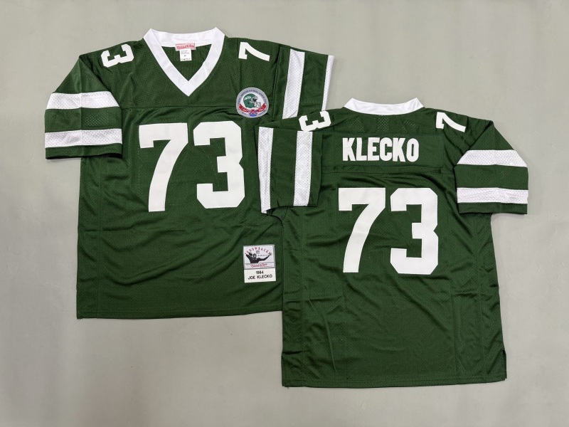 Men 2025 New York Jets #73 Klecko green Throwback Limited NFL Jersey style 002